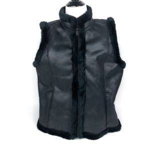 Jaclyn Smith Black Faux Fur Shearling Vest Women’s